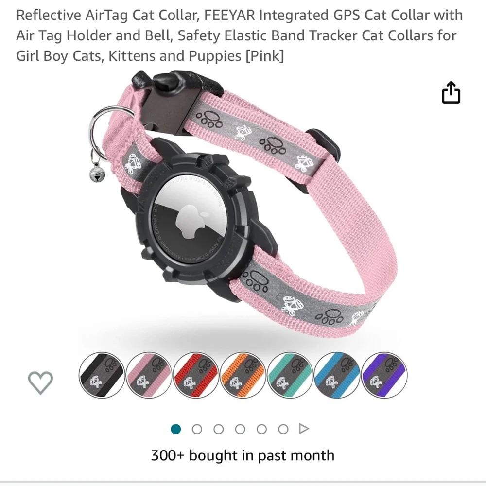 Reflective cat collar CSP with air tag holder